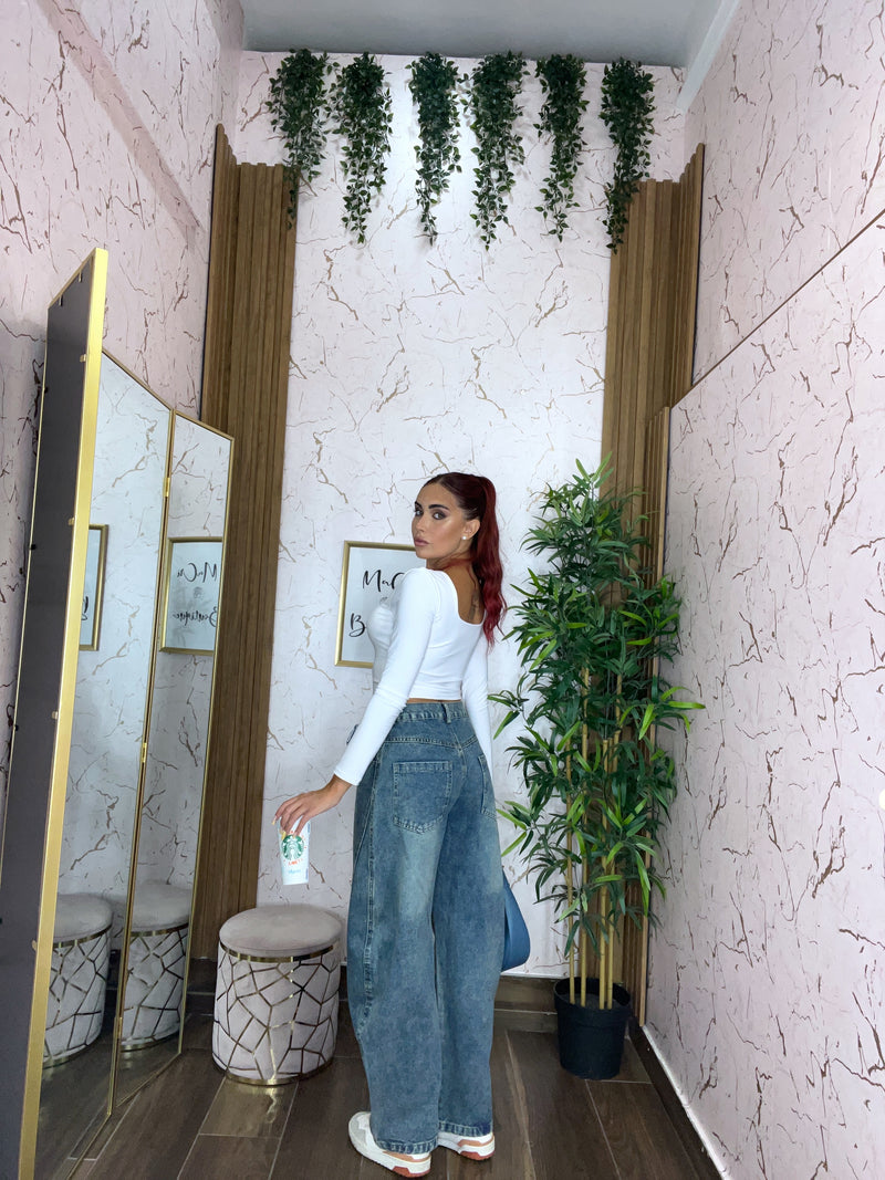 JEANS FIOCCO BLU