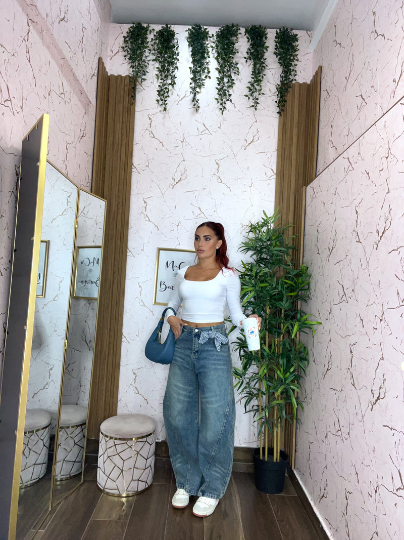 JEANS FIOCCO BLU